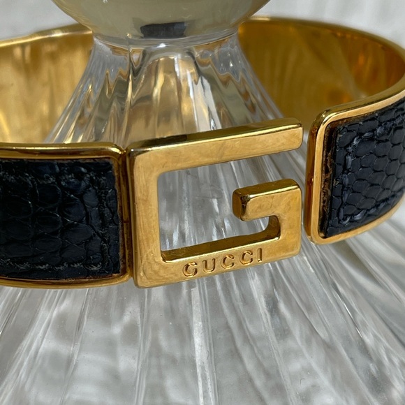 Gucci Black Python Gold Fashion Bangle/Bracelet - Picture 2 of 16